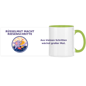 Panorama Tasse zweifarbig Rüsselmut mach Riesenschritte Pano
