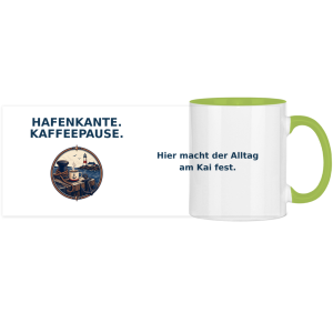 Panorama Tasse zweifarbig Hafenkante Kaffeepause Pano