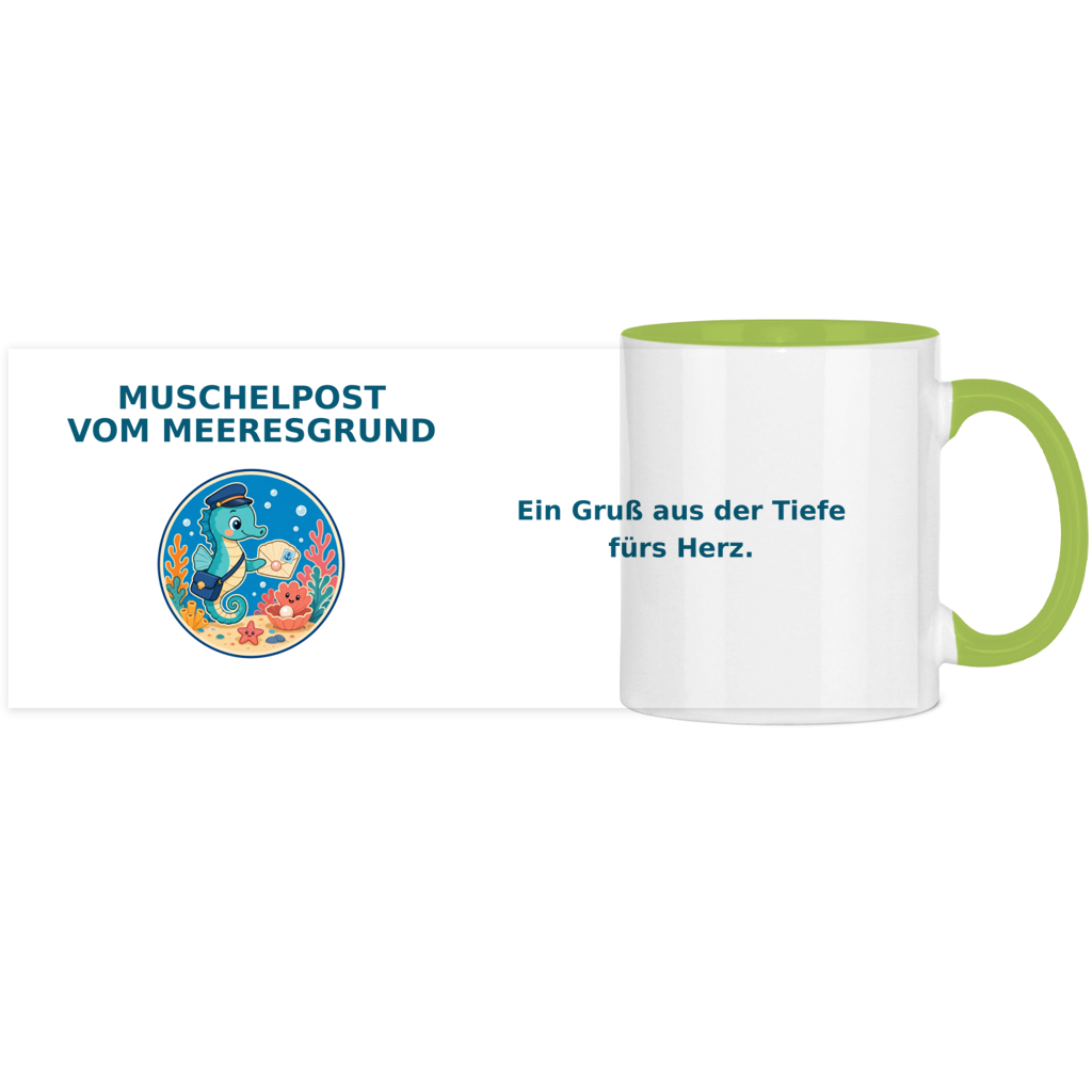 Panorama Tasse zweifarbig Muschelpost vom Meeresgrund Pano
