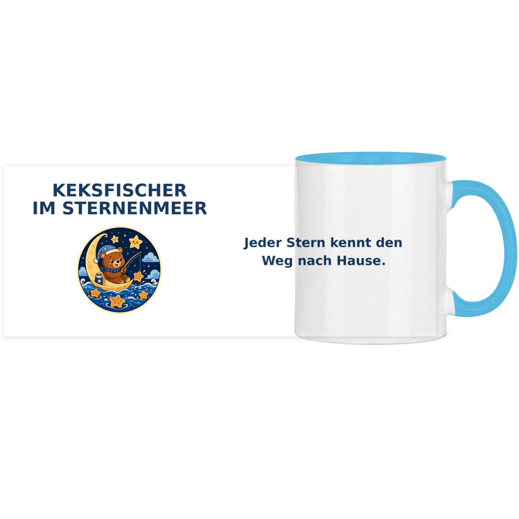 Panorama Tasse zweifarbig Keksfischer im Sternenmeer Pano – Bild 2