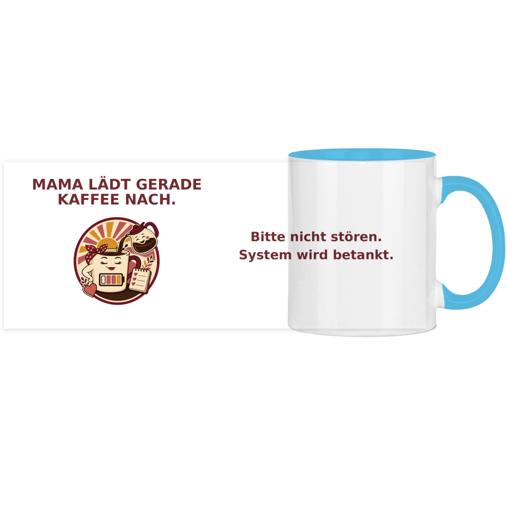 Panorama Tasse zweifarbig Mama lädt gerade Kaffee nach Pano – Bild 2