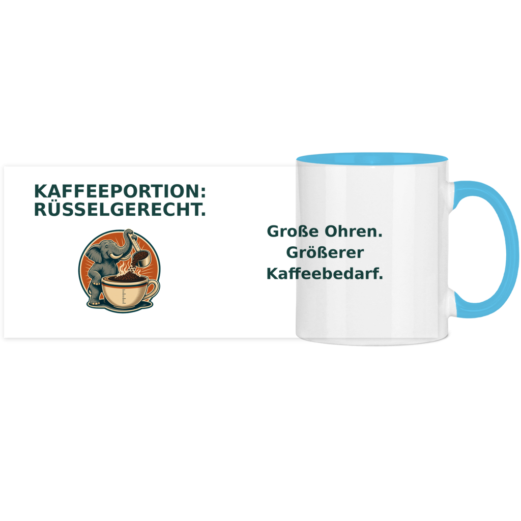 Panorama Tasse zweifarbig Kaffeportion Rüsselgerecht Pano – Bild 2