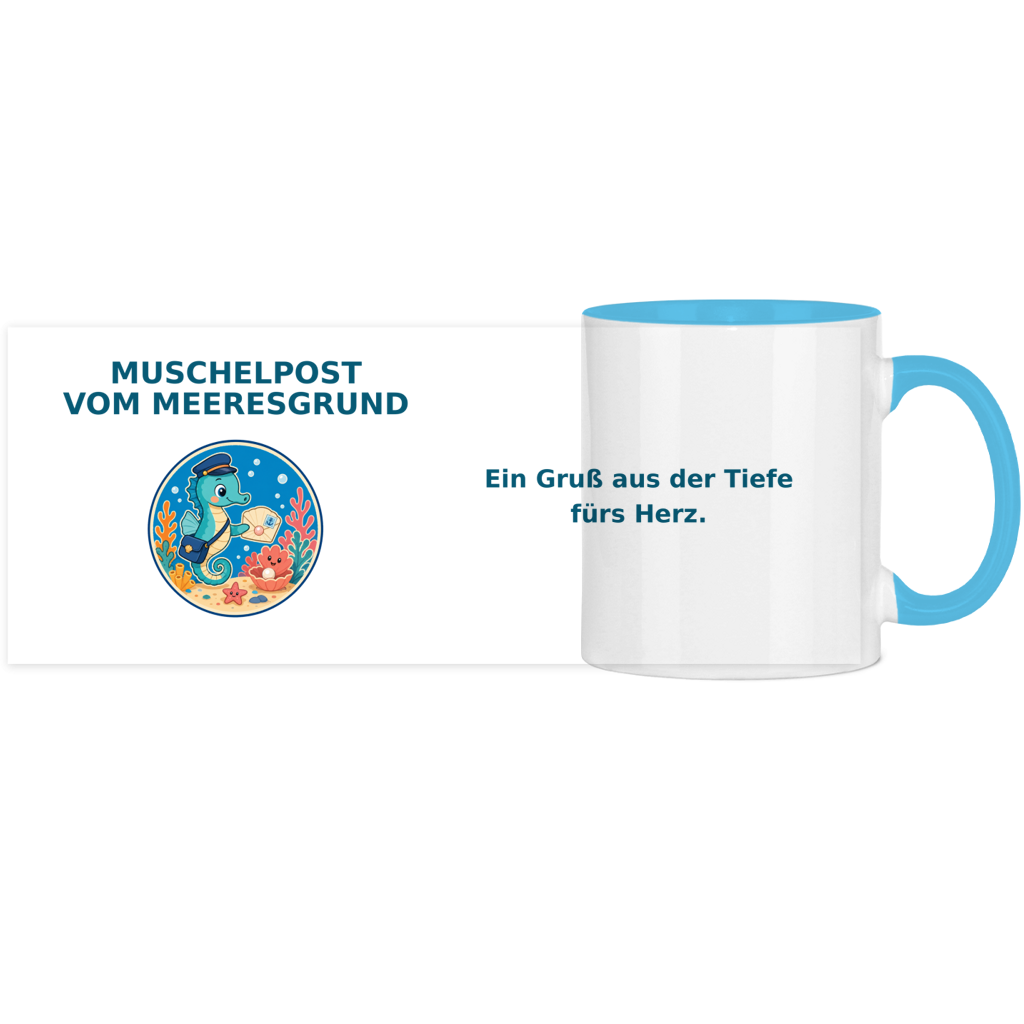 Panorama Tasse zweifarbig Muschelpost vom Meeresgrund Pano – Bild 2