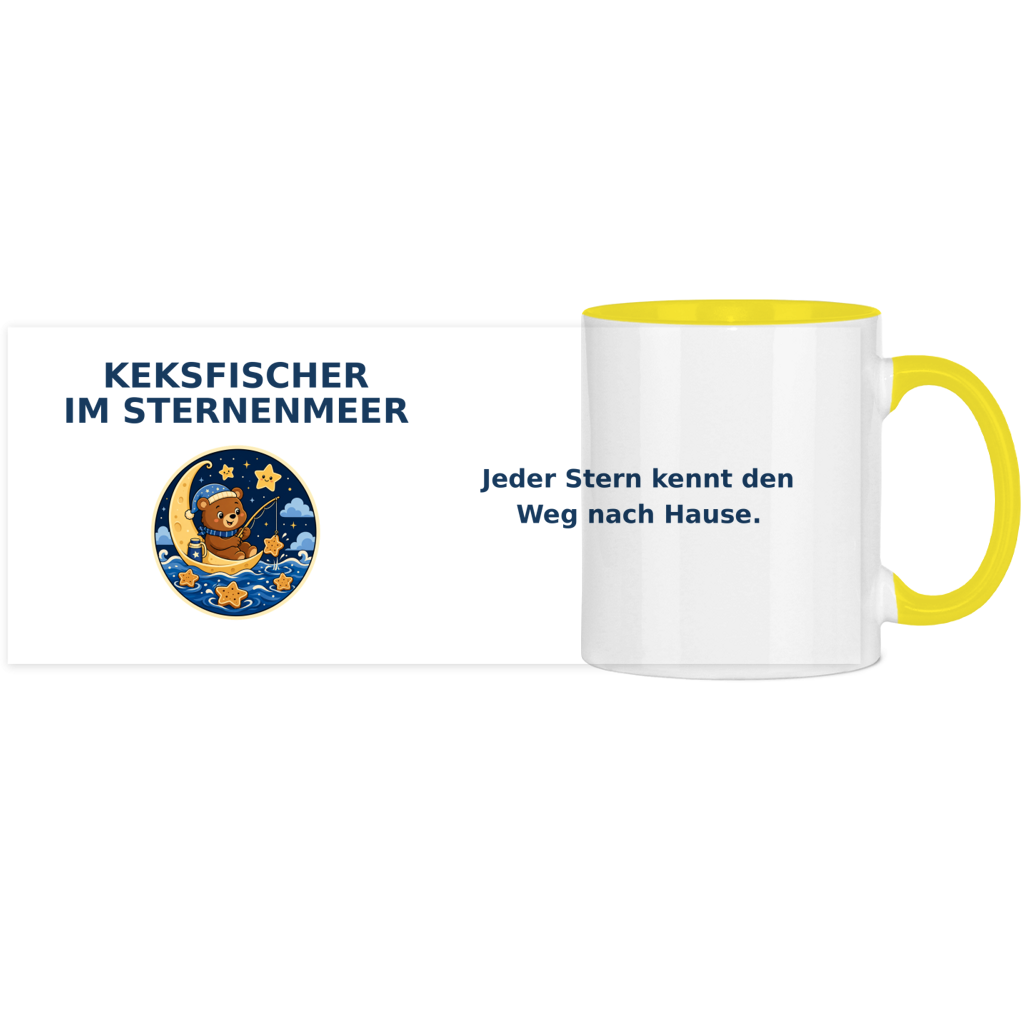 Panorama Tasse zweifarbig Keksfischer im Sternenmeer Pano – Bild 3