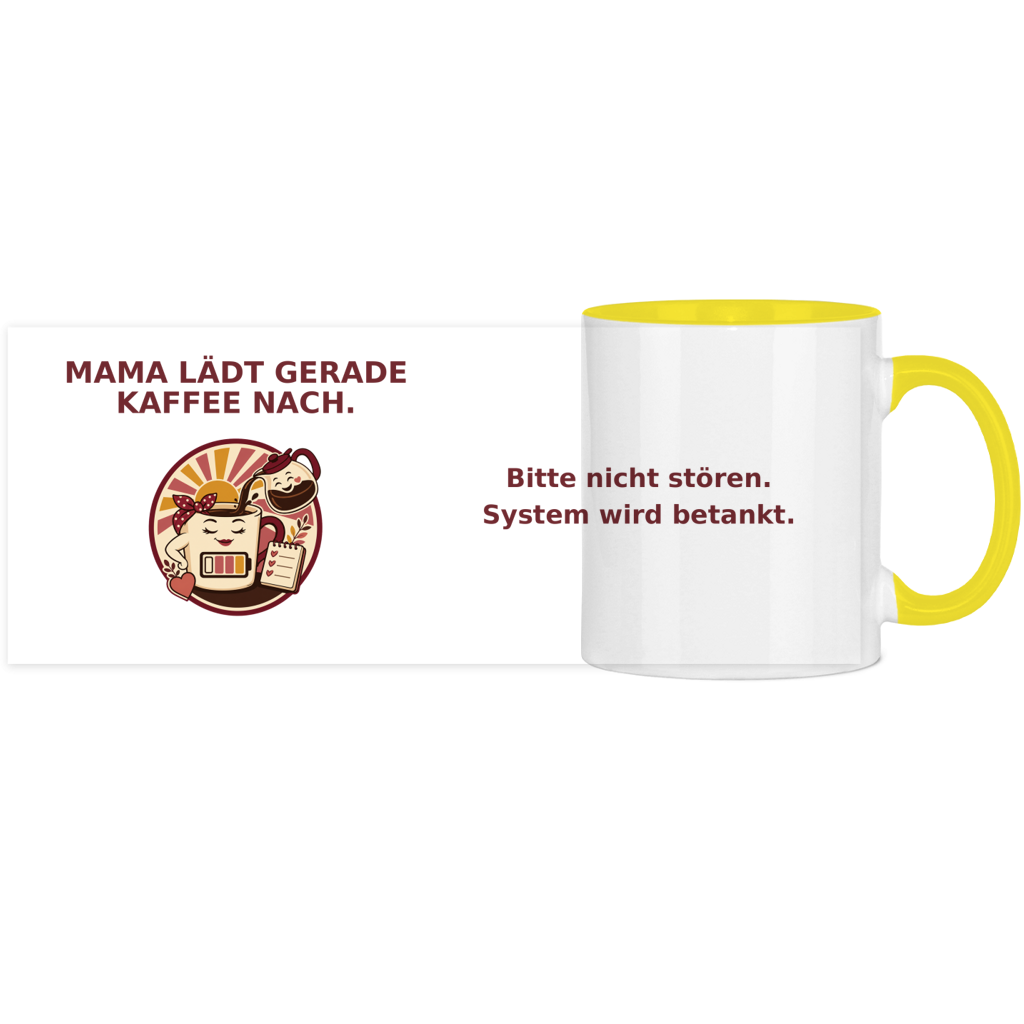 Panorama Tasse zweifarbig Mama lädt gerade Kaffee nach Pano – Bild 3