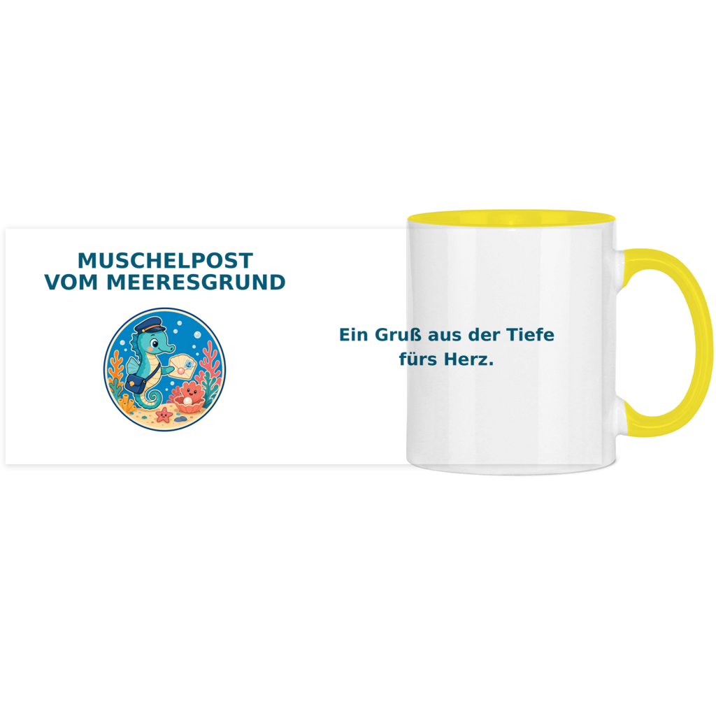 Panorama Tasse zweifarbig Muschelpost vom Meeresgrund Pano – Bild 3