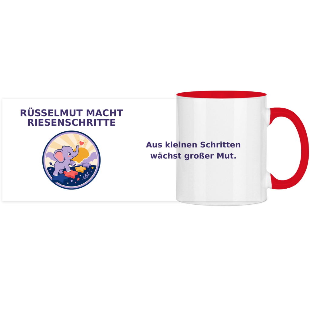Panorama Tasse zweifarbig Rüsselmut mach Riesenschritte Pano – Bild 4