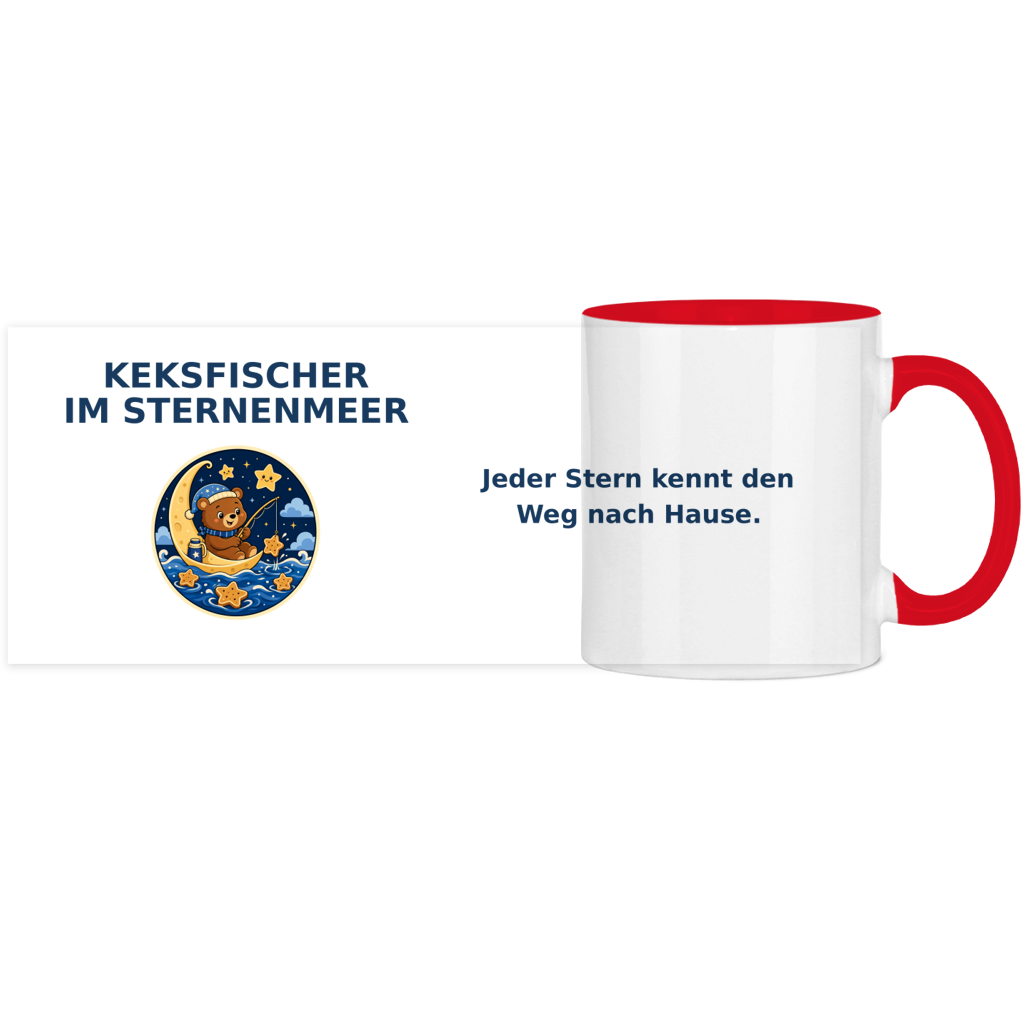 Panorama Tasse zweifarbig Keksfischer im Sternenmeer Pano – Bild 4