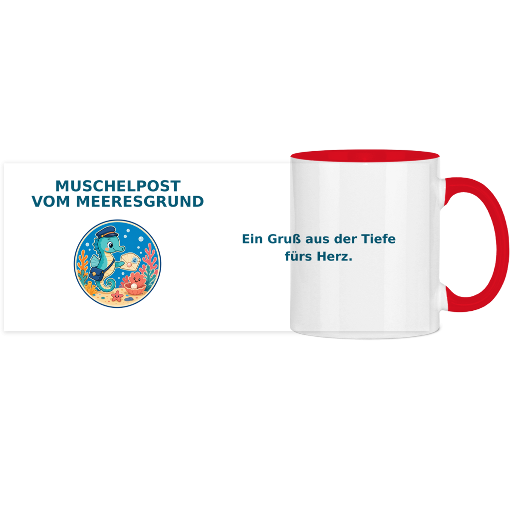 Panorama Tasse zweifarbig Muschelpost vom Meeresgrund Pano – Bild 4