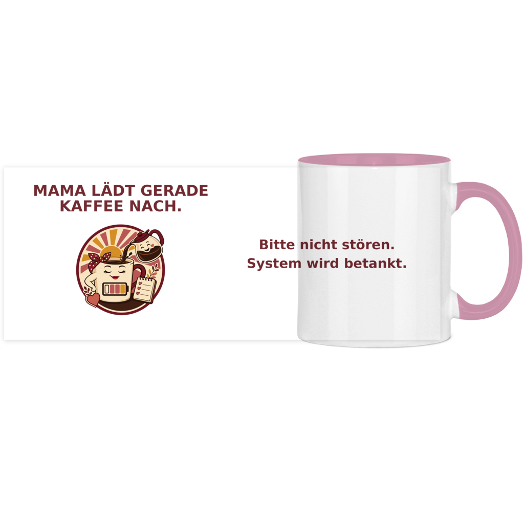 Panorama Tasse zweifarbig Mama lädt gerade Kaffee nach Pano – Bild 5