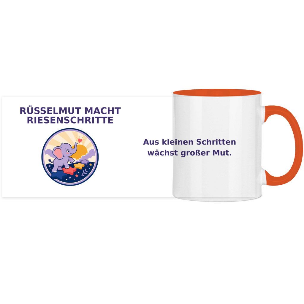 Panorama Tasse zweifarbig Rüsselmut mach Riesenschritte Pano – Bild 6