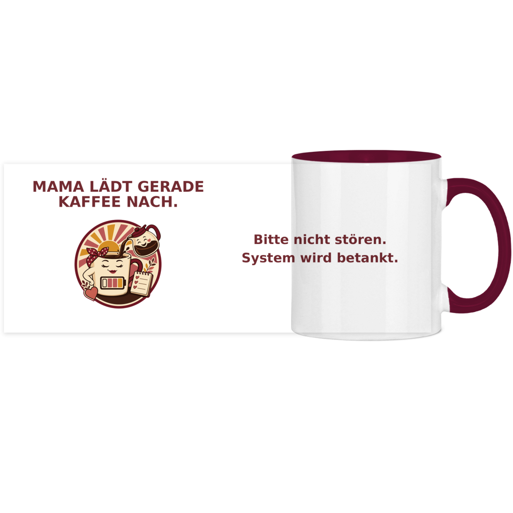Panorama Tasse zweifarbig Mama lädt gerade Kaffee nach Pano – Bild 7