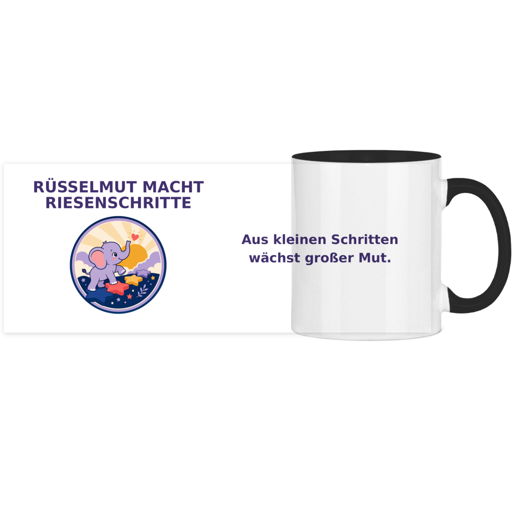 Panorama Tasse zweifarbig Rüsselmut mach Riesenschritte Pano – Bild 8