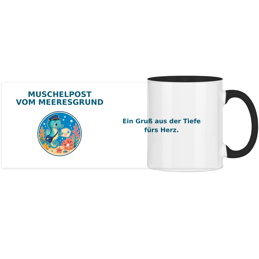 Panorama Tasse zweifarbig Muschelpost vom Meeresgrund Pano – Bild 8