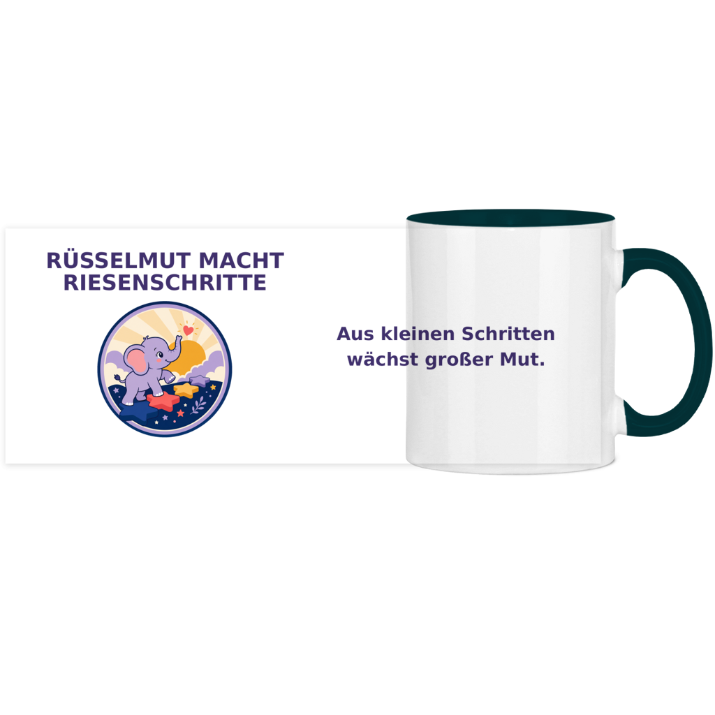Panorama Tasse zweifarbig Rüsselmut mach Riesenschritte Pano – Bild 9