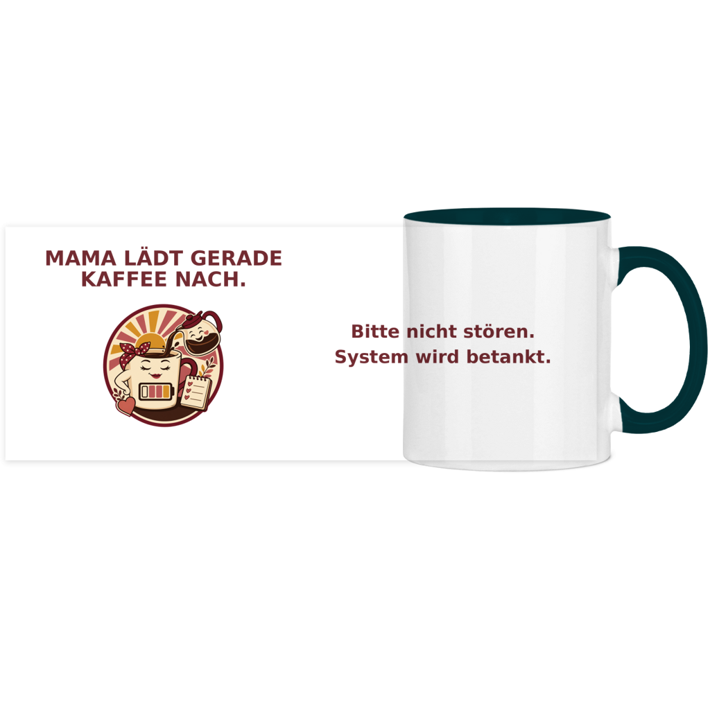Panorama Tasse zweifarbig Mama lädt gerade Kaffee nach Pano – Bild 9