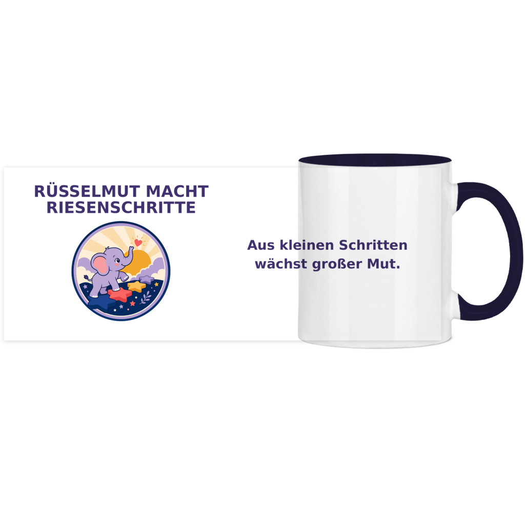 Panorama Tasse zweifarbig Rüsselmut mach Riesenschritte Pano – Bild 10