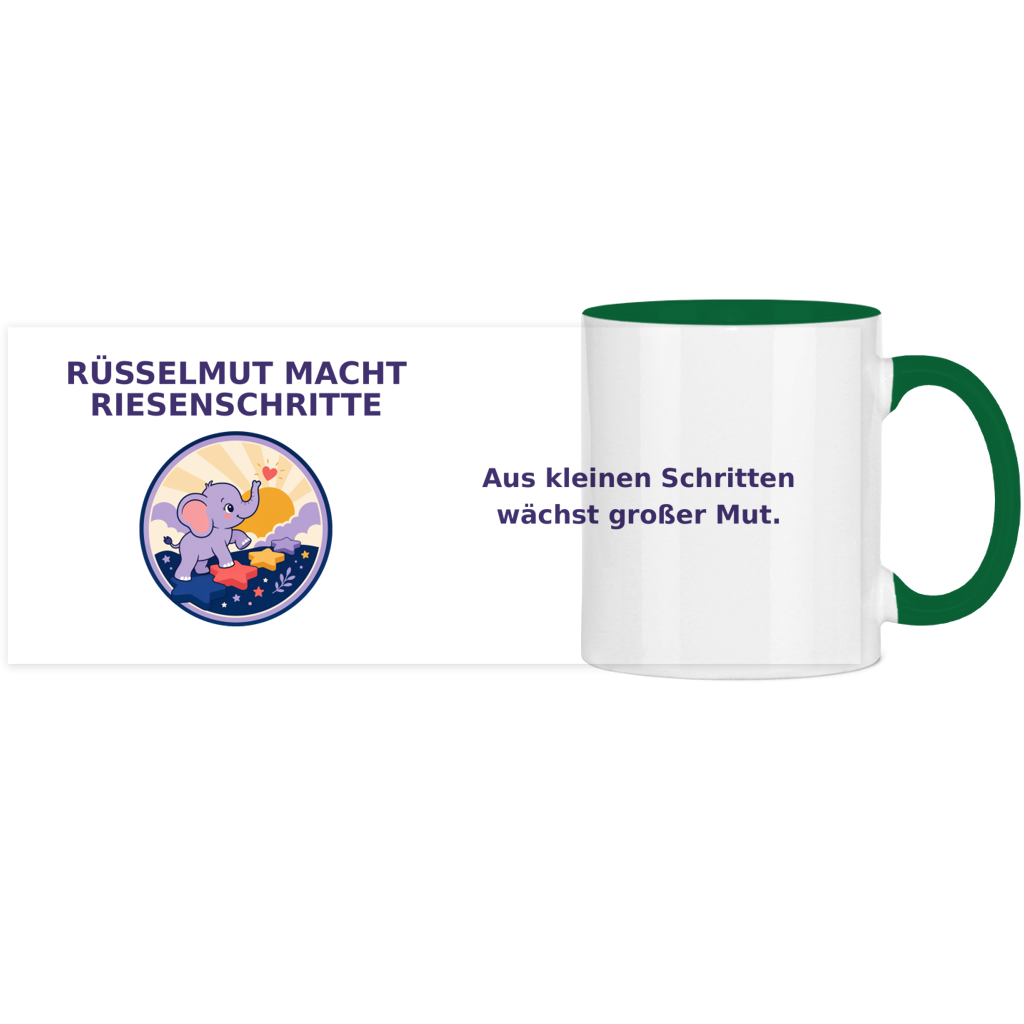 Panorama Tasse zweifarbig Rüsselmut mach Riesenschritte Pano – Bild 11