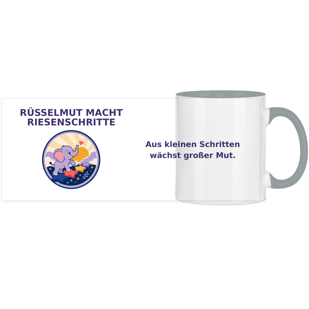 Panorama Tasse zweifarbig Rüsselmut mach Riesenschritte Pano – Bild 12