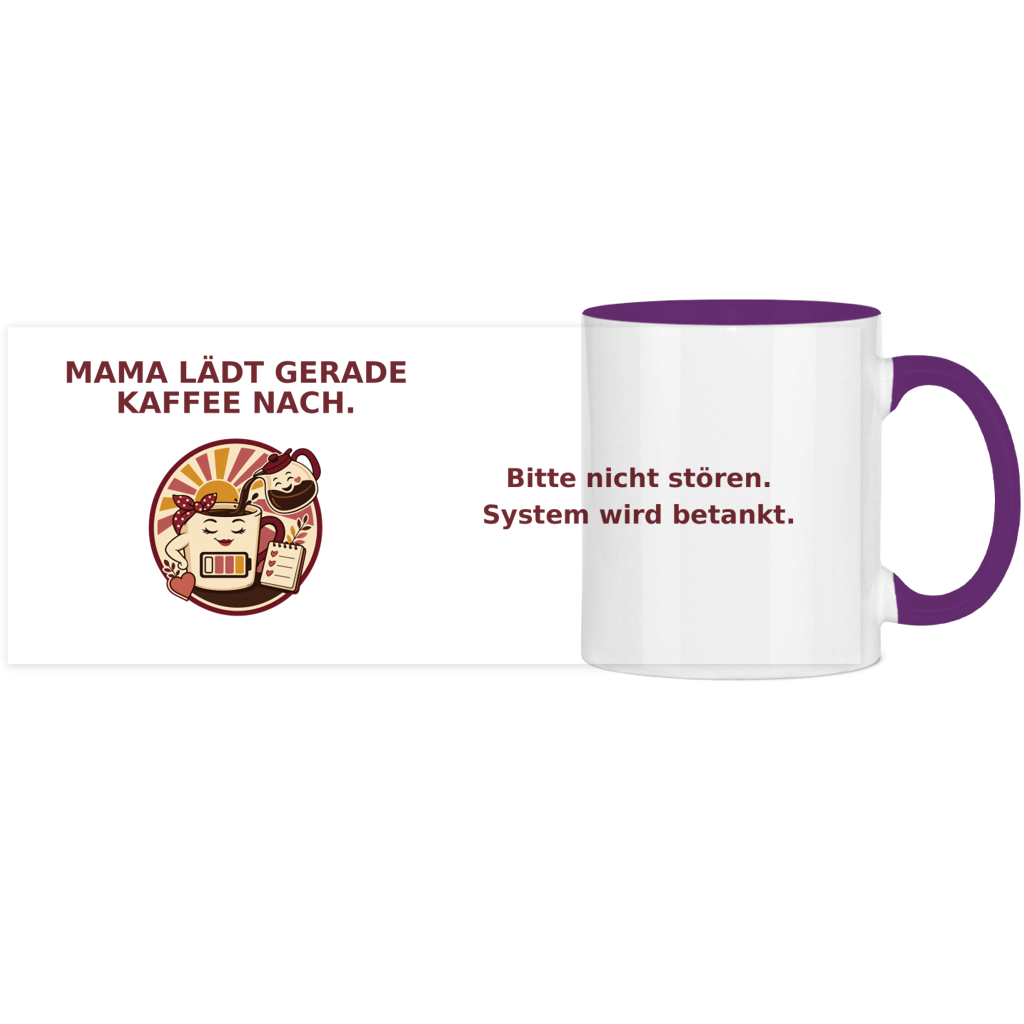 Panorama Tasse zweifarbig Mama lädt gerade Kaffee nach Pano – Bild 13