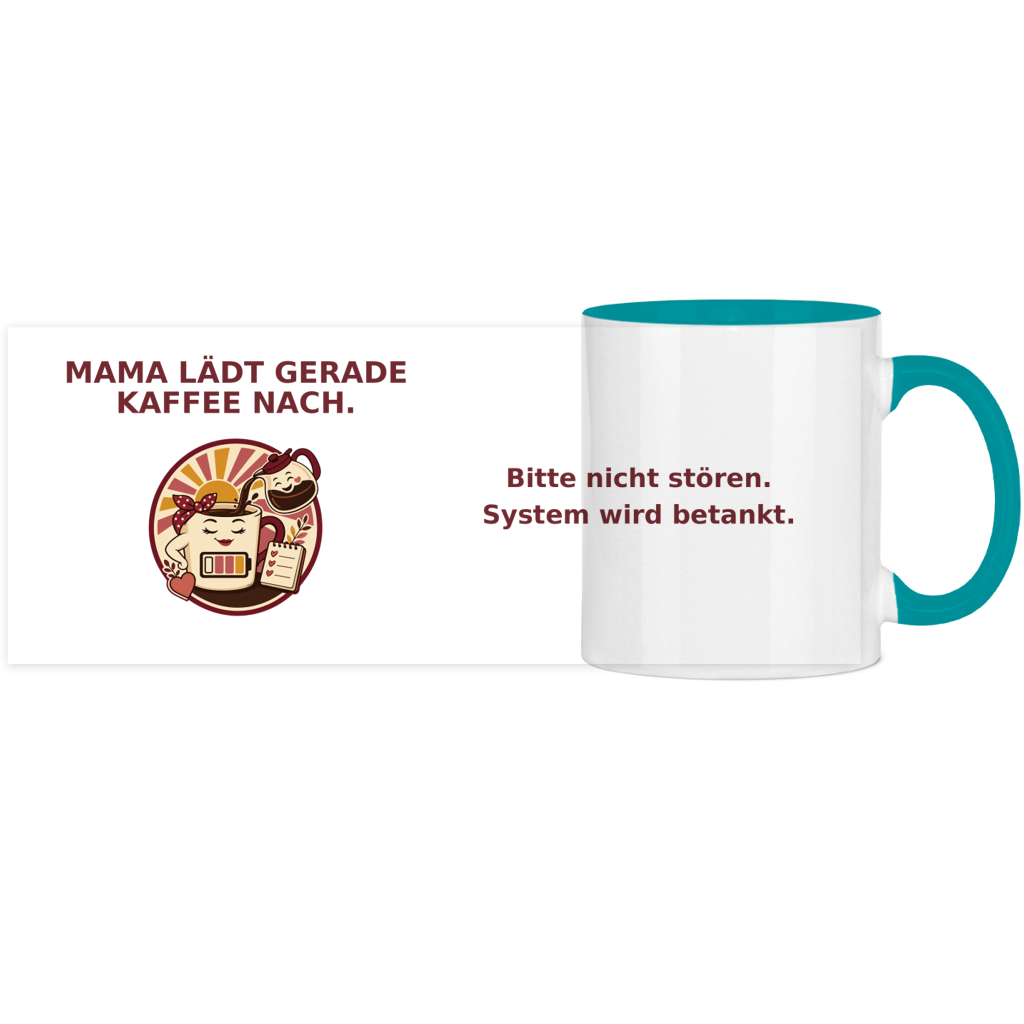 Panorama Tasse zweifarbig Mama lädt gerade Kaffee nach Pano – Bild 14