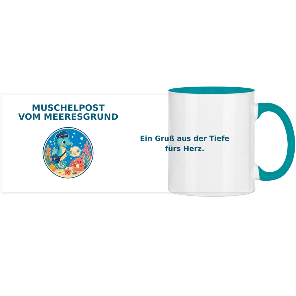Panorama Tasse zweifarbig Muschelpost vom Meeresgrund Pano – Bild 14