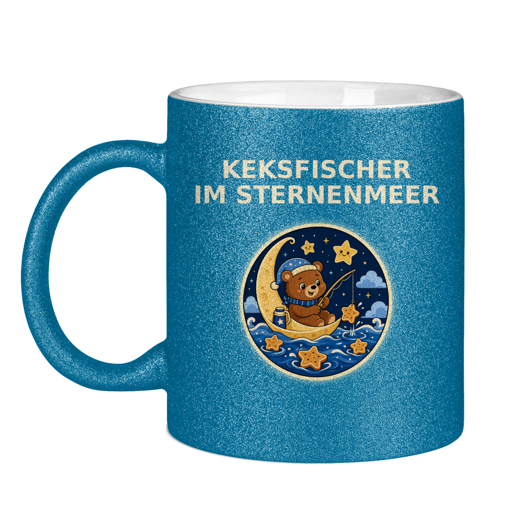 Glitzertasse Keksefischer im Sternenmeer Glitzer