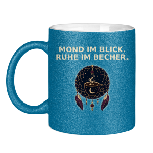 Glitzertasse Mond im Blick Ruhe im Becher Glitzer