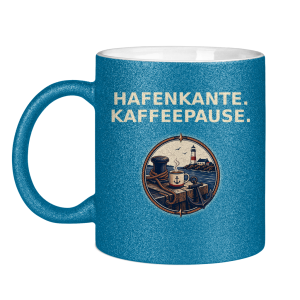 Glitzertasse Hafenkante Kaffeepause Glittzer