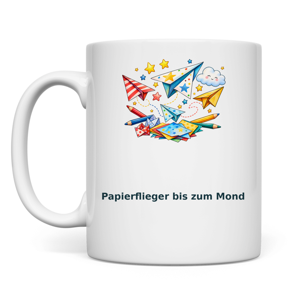 Papierflieger bis zum Mond – Tasse