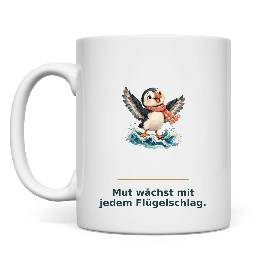 Mut wächst mit jedem Flügelschlag – Tasse