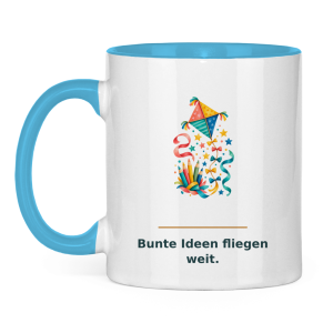 Bunte Ideen fliegen weit – Tasse zweifarbig