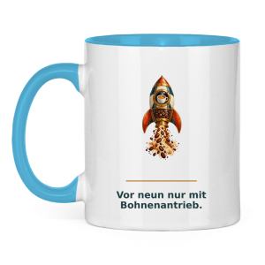 Vor neun nur mit Bohnenantrieb – Tasse zweifarbig
