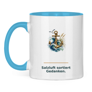 Salzluft sortiert Gedanken – Tasse zweifarbig