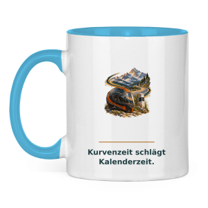 Kurvenzeit schlägt Kalenderzeit – Tasse zweifarbig