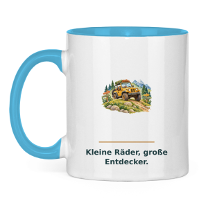 Kleine Räder, große Entdecker – Tasse zweifarbig