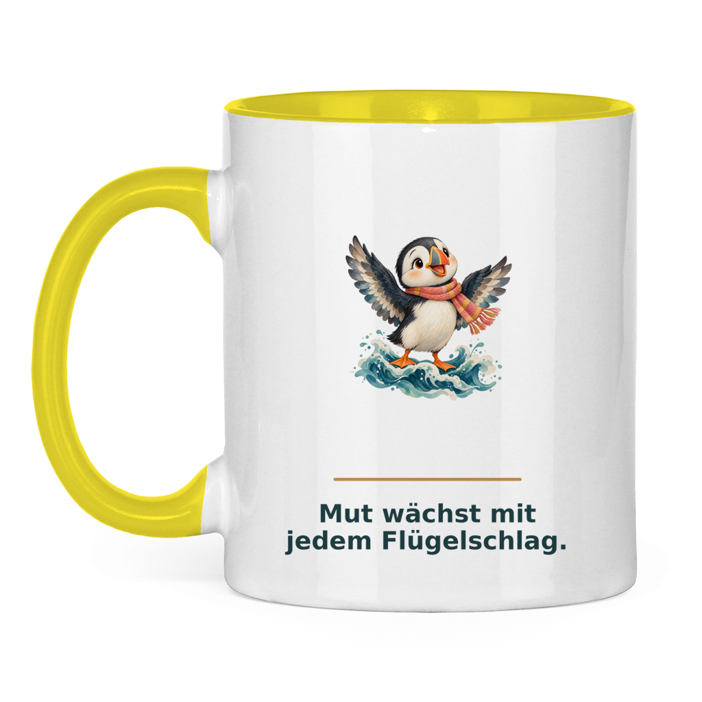 Mut wächst mit jedem Flügelschlag – Tasse zweifarbig – Bild 4