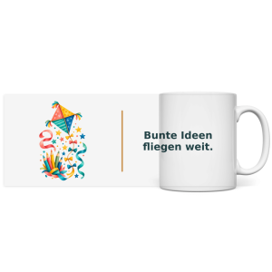 Bunte Ideen fliegen weit – Panorama Tasse