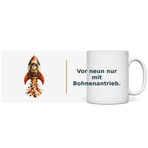 Vor neun nur mit Bohnenantrieb – Panorama Tasse