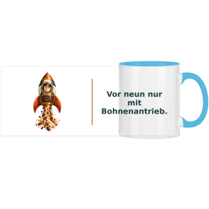 Vor neun nur mit Bohnenantrieb – Panorama Tasse zweifarbig