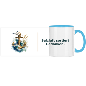 Salzluft sortiert Gedanken – Panorama Tasse zweifarbig