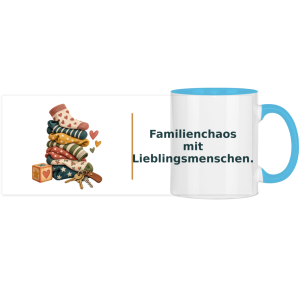 Familienchaos mit Lieblingsmenschen – Panorama Tasse zweifarbig