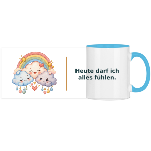 Heute darf ich alles fühlen – Panorama Tasse zweifarbig
