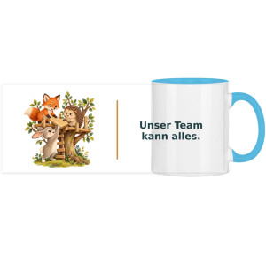 Unser Team kann alles – Panorama Tasse zweifarbig