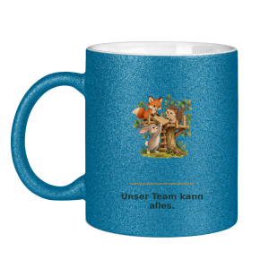 Unser Team kann alles – Glitzertasse