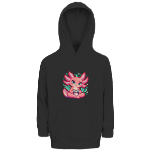 Pixel Axolotl – Sudadera con capucha de algodón orgánico para preadolescentes | SANFAYA
