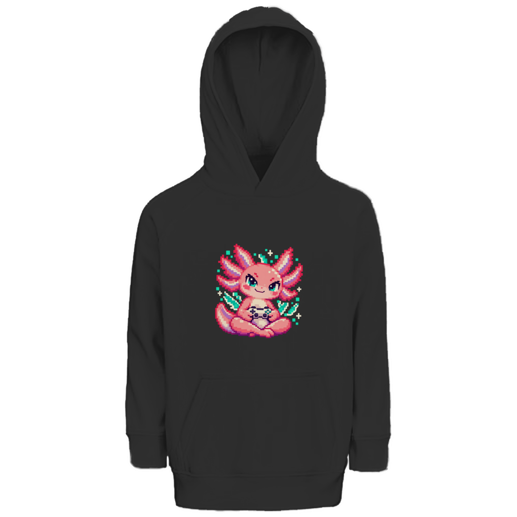 Pixel Axolotl – Sudadera con capucha de algodón orgánico para preadolescentes | SANFAYA
