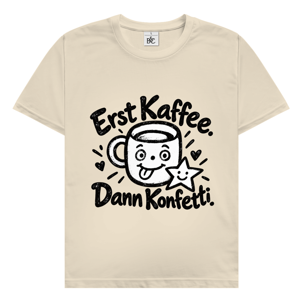 Coffee First. Then Confetti. – Men’s T-shirt | SANFAYA - Image 3