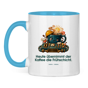 Hoy el café toma el primer turno – Taza bicolor