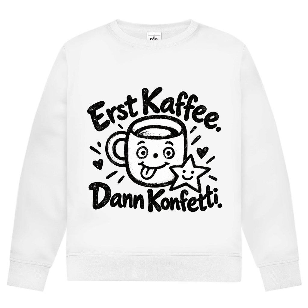 Herren Sweatshirt – Erst Kaffee. Dann Konfetti. | SANFAYA